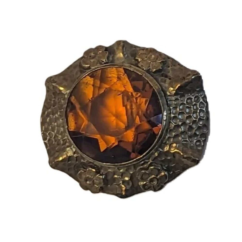 Vintage MCM Art Nouveau Costume Jewelry Rhinestone Floral Brooch‎ Pin Art Deco